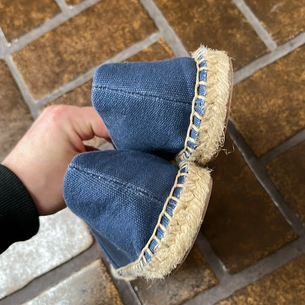J. Crew Factory Blue & Pink Canvas Espadrille Flats